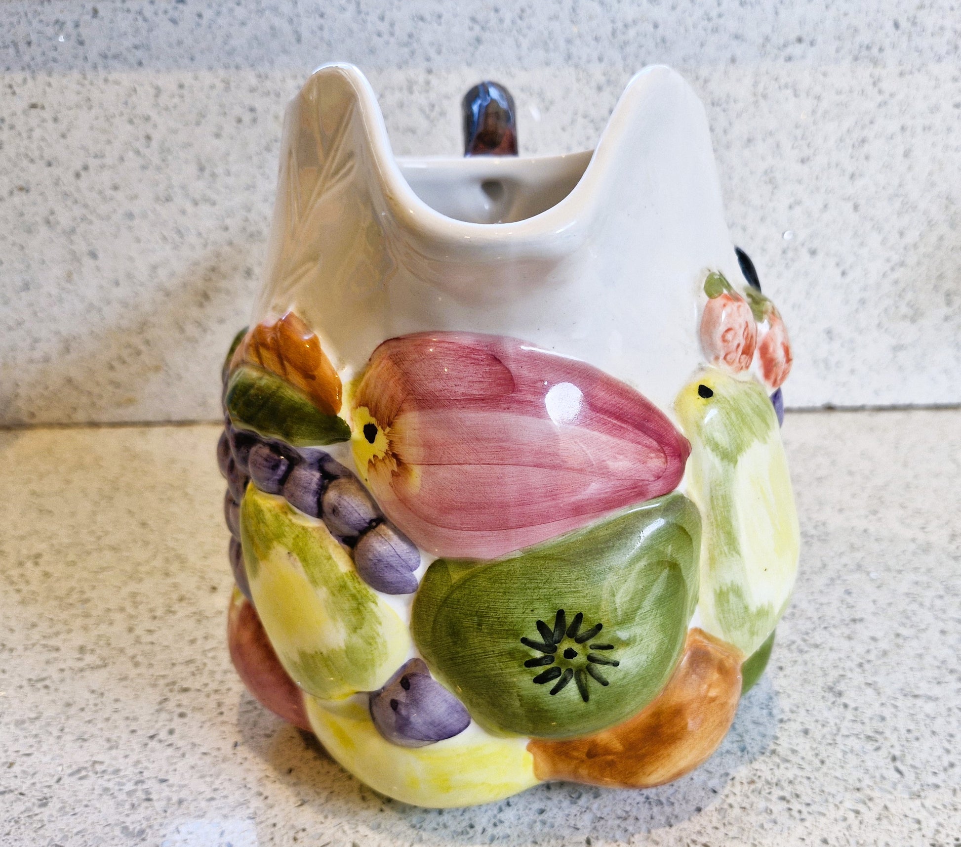 Large Majolica Fruit Pitcher, Large Majolica Fruit Jug, Large Vase, Large Jug, Large Pitcher, Majolica, Portugal, Majolica Fruit Design