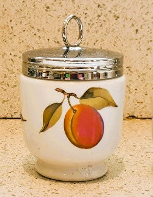 Royal Worcester, King Size, Egg Coddler, Astley, King Size Egg Coddler, Peach, Porcelain, Floral, XL, 2 egg coddler