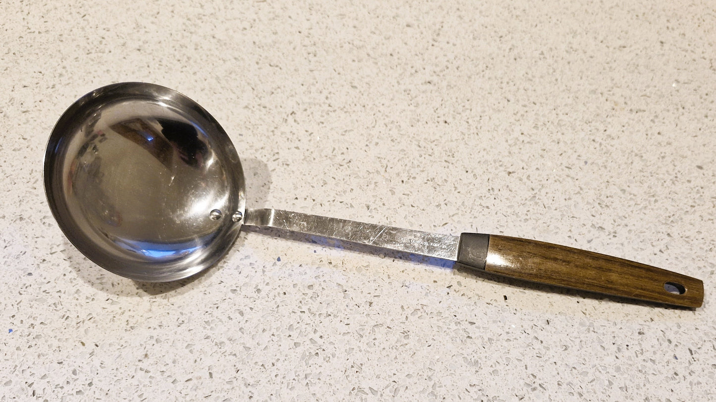 Mid century Stainless steel Ladle, Wooden Handle 