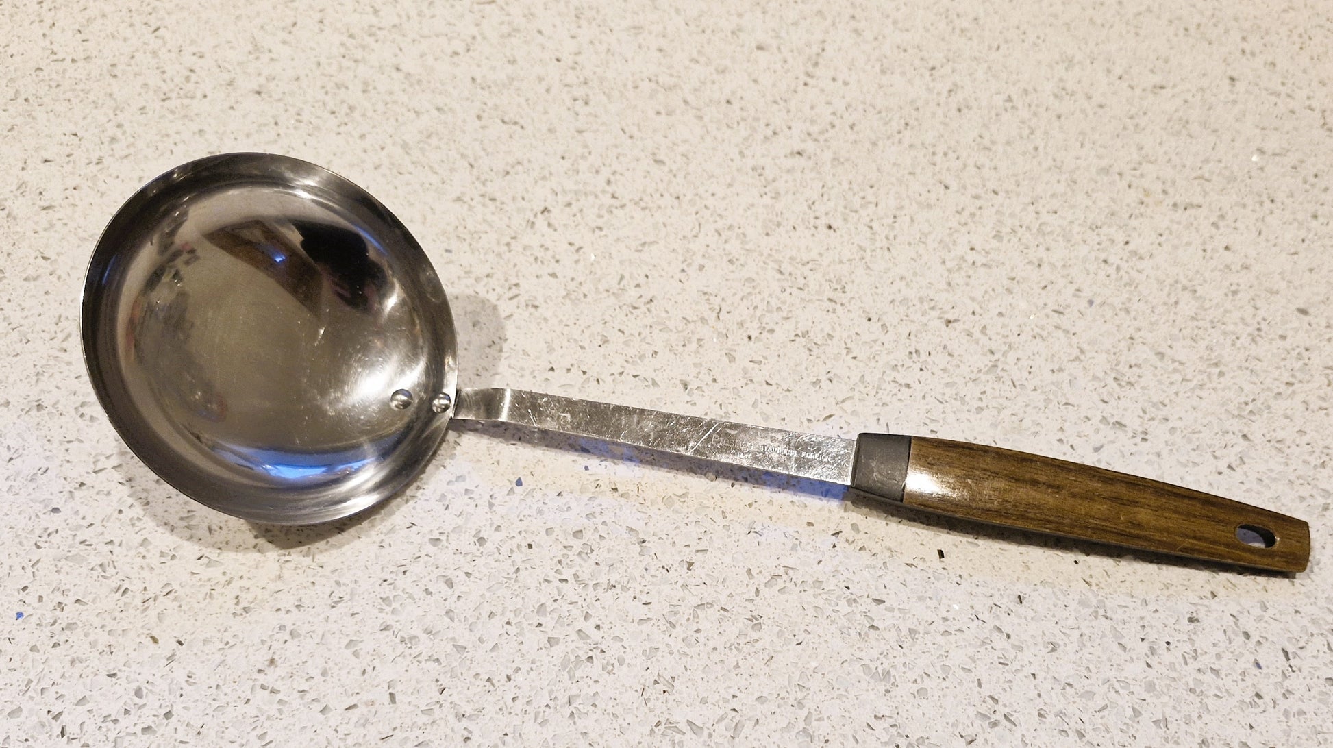 Mid century Stainless steel Ladle, Wooden Handle 