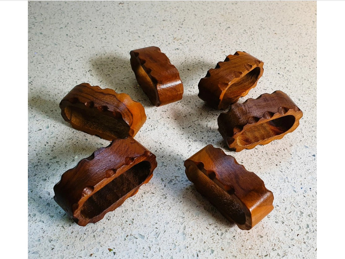 Mid century Napkin Rings, Wooden Napkin Rings, Set of 6 Napkin Rings, 6 Napkin Rings, Wooden Napkin Rings 
