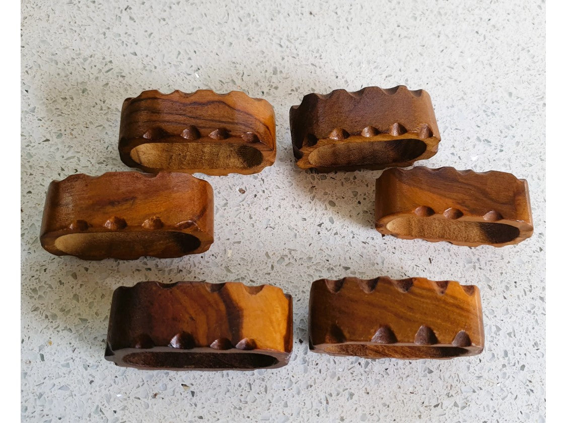 Vintage Pear Wood Napkin Rings 