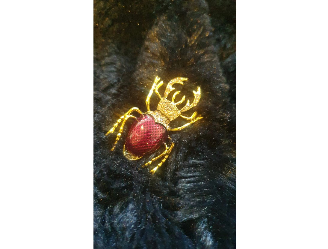 Beetle, Broach, NEW, Insect Jewellery, Quirky, Unusual, Purple, Burgundy, Gold