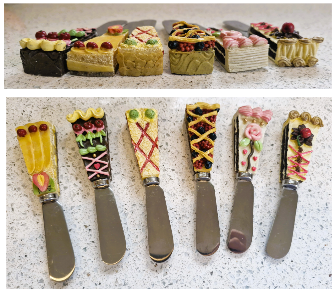 Vintage Patessarie Butter Spreaders, Cake Butter Spreader set, Ceramic Handle,