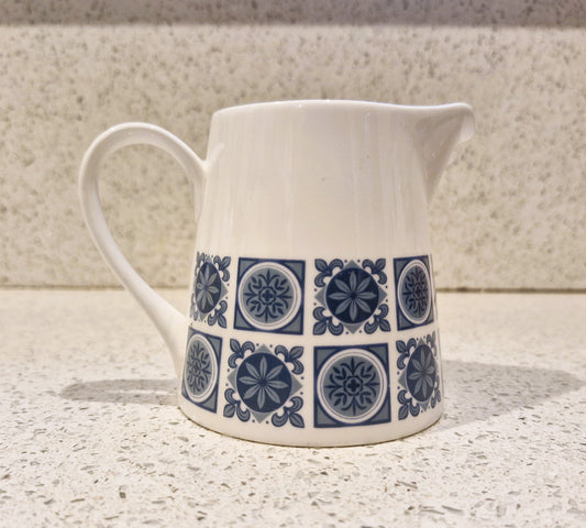 1960s Royal Tuscan Fine Bone China Milk Jug in the Blue and White Charade Pattern
