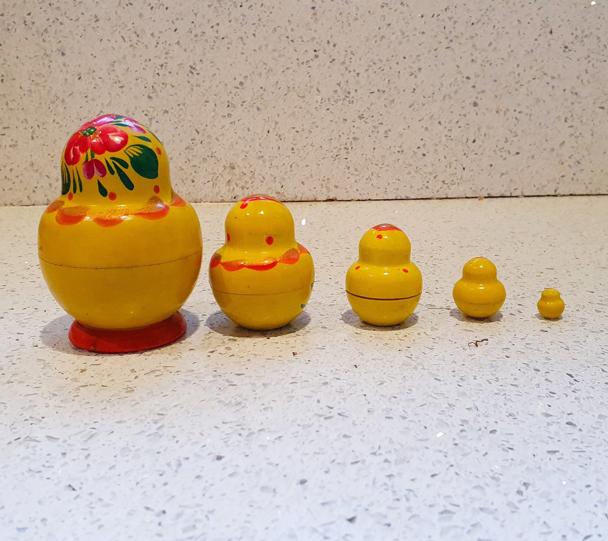 Russian Dolls, Made in Russia, Vintage, Yellow 