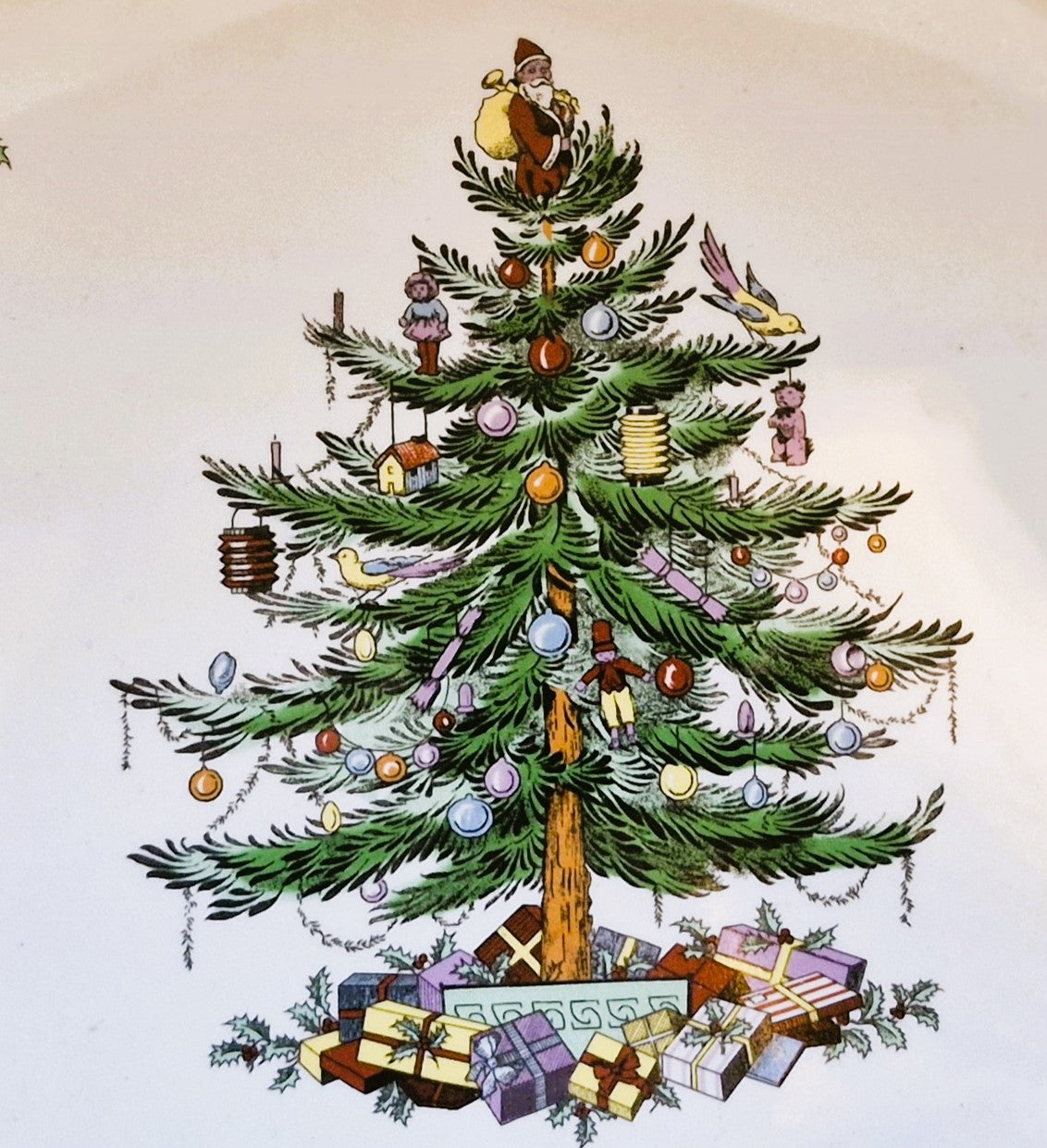 SPODE Christmas Tree Round Platter, Platter with image of a christmas Tree, Made by SPODE 