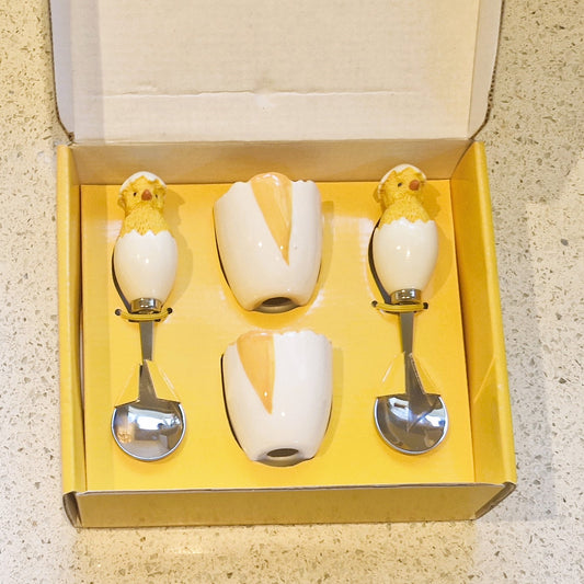 Sagaform Cracked Egg, Eggcups and Spoons Set 