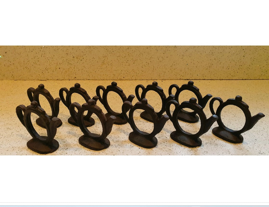 10 Napkin Rings, Cast Iron Napkin RIngs, Vintage Napkin RIngs, Napkin Rings 