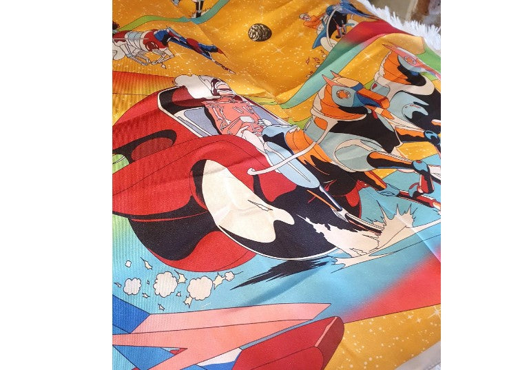 Large, Faux Silk Scarf, Space, Horse racing, carriage racing, Yellow, Bright, bold, colourful, Hijab