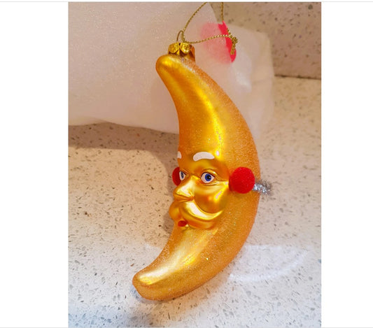 Paperchase Christmas Tree Decoration, Moon, Kitsch, Quirky, Xmas decoration, Man in the moon glass ornament, Tree Decoration, Paperchase