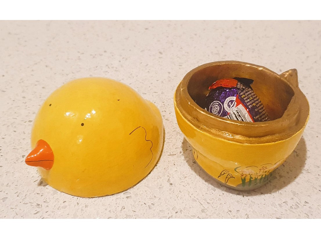 Chick shaped trinket Box, Wooden Chick Shaped Trinket Box, Chick Shaped, Easter Egg Box, Vintage 