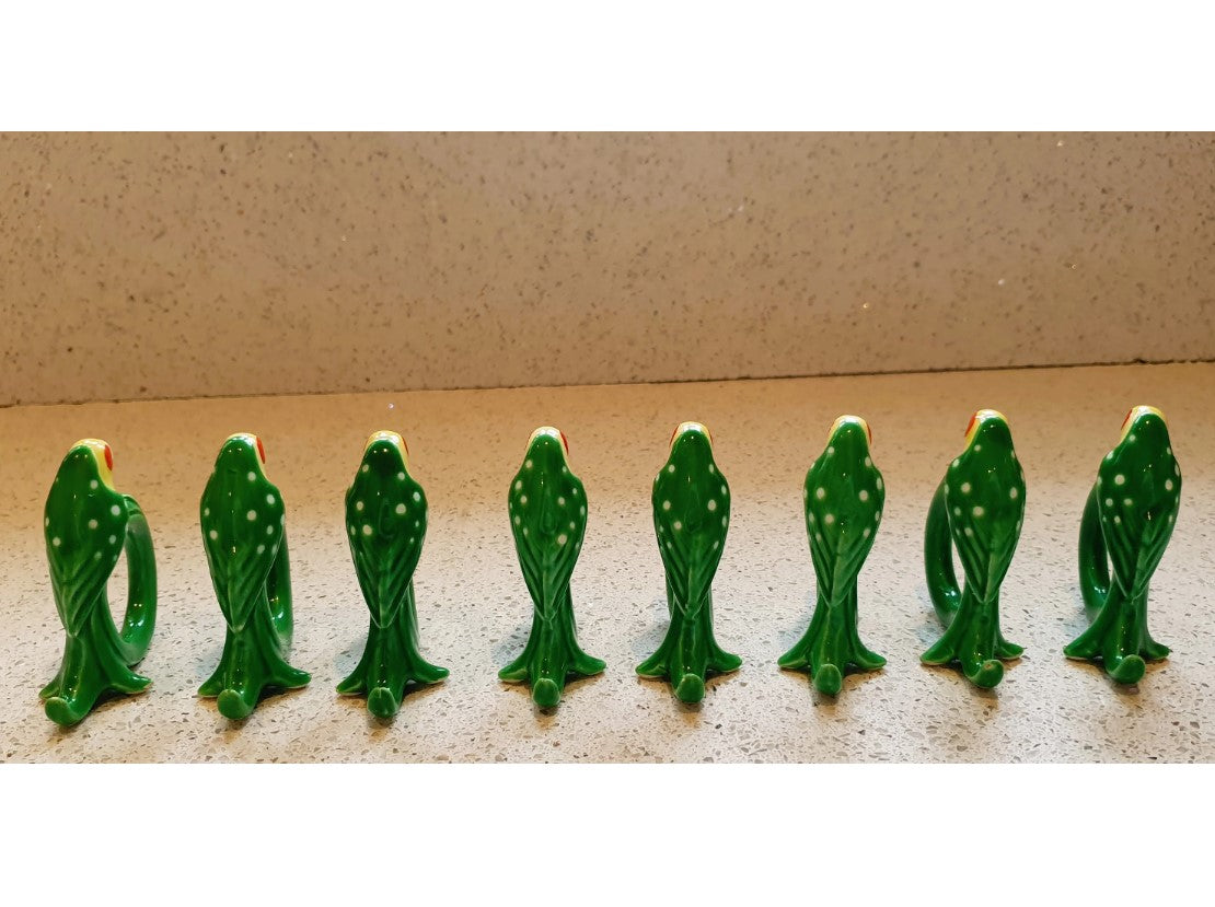Fitz and Floyd Parrot Napkin Rings, Set of 8, Vintage Fitz and Floyd, Quirky Napkin Rings, Parrots, Napkins, ceramic