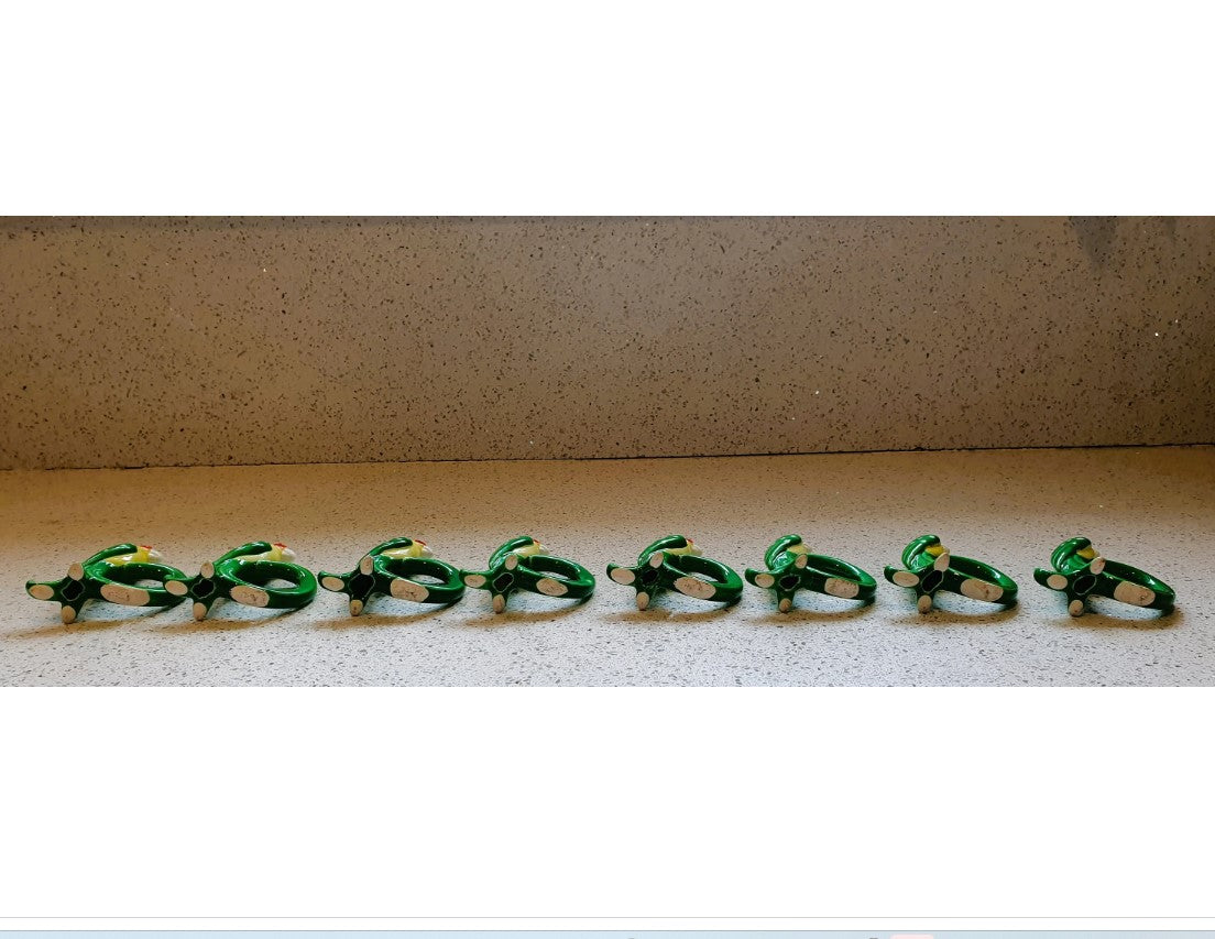 Fitz and Floyd Parrot Napkin Rings, Set of 8, Vintage Fitz and Floyd, Quirky Napkin Rings, Parrots, Napkins, ceramic