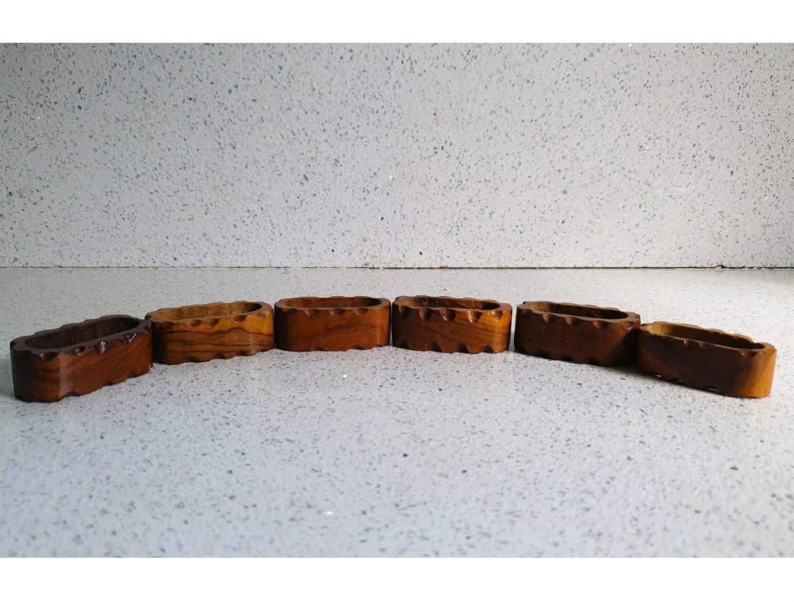 Mid century Napkin Rings, Wooden Napkin Rings, Set of 6 Napkin Rings, 6 Napkin Rings, Wooden Napkin Rings