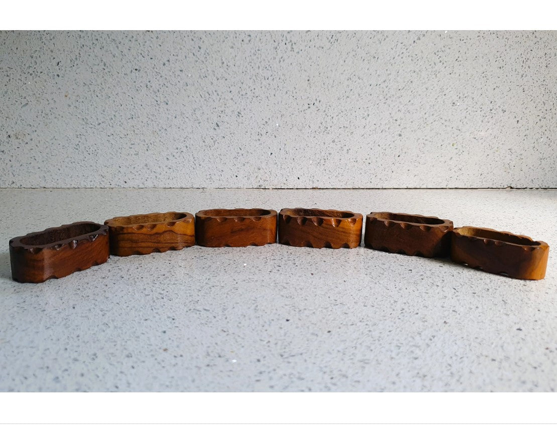 Mid century Napkin Rings, Wooden Napkin Rings, Set of 6 Napkin Rings, 6 Napkin Rings, Wooden Napkin Rings