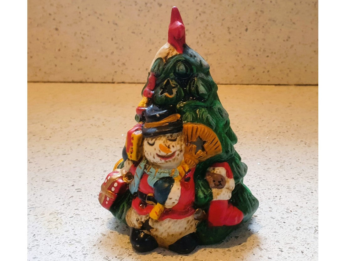 Vintage Christmas Ornament, Kitsch, Quirky, Christmas tree, Tea Light, Light up, Ceramic, Handmade, Hand decorated