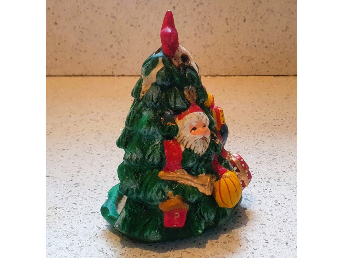 Vintage Christmas Ornament, Kitsch, Quirky, Christmas tree, Tea Light, Light up, Ceramic, Handmade, Hand decorated