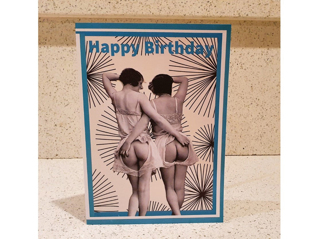 Lesbian Birthday card, Lesbian Fun, Bare bottoms, Rude, Fun, Unique, LGBT, Gay Birthday Card, Gay Art