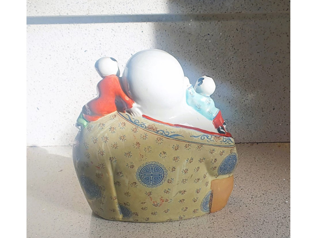 Antique Chinese Happy Buddha, 5 Children, 5 Children Buddha, Porcelain, Figurine, Buddha