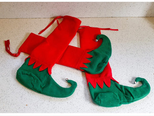 Elf Christmas Stocking, Christmas Elf, Elf Boots, Handmade, Traditional Christmas Stocking, Pre Loved, Christmas Stocking, Christmas Elves