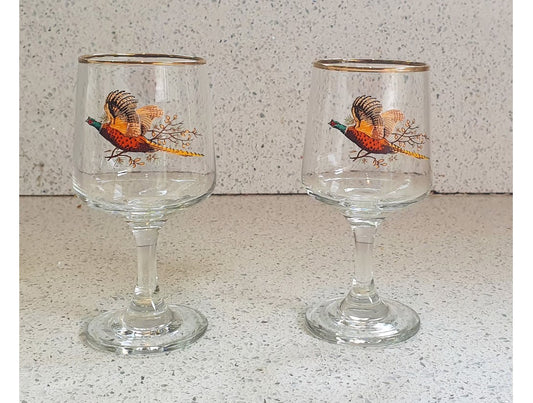 Fasanen-Design, Weingläser, Wildjagd, Britisch, vergoldeter Rand, Geschenk – Preis pro Glas