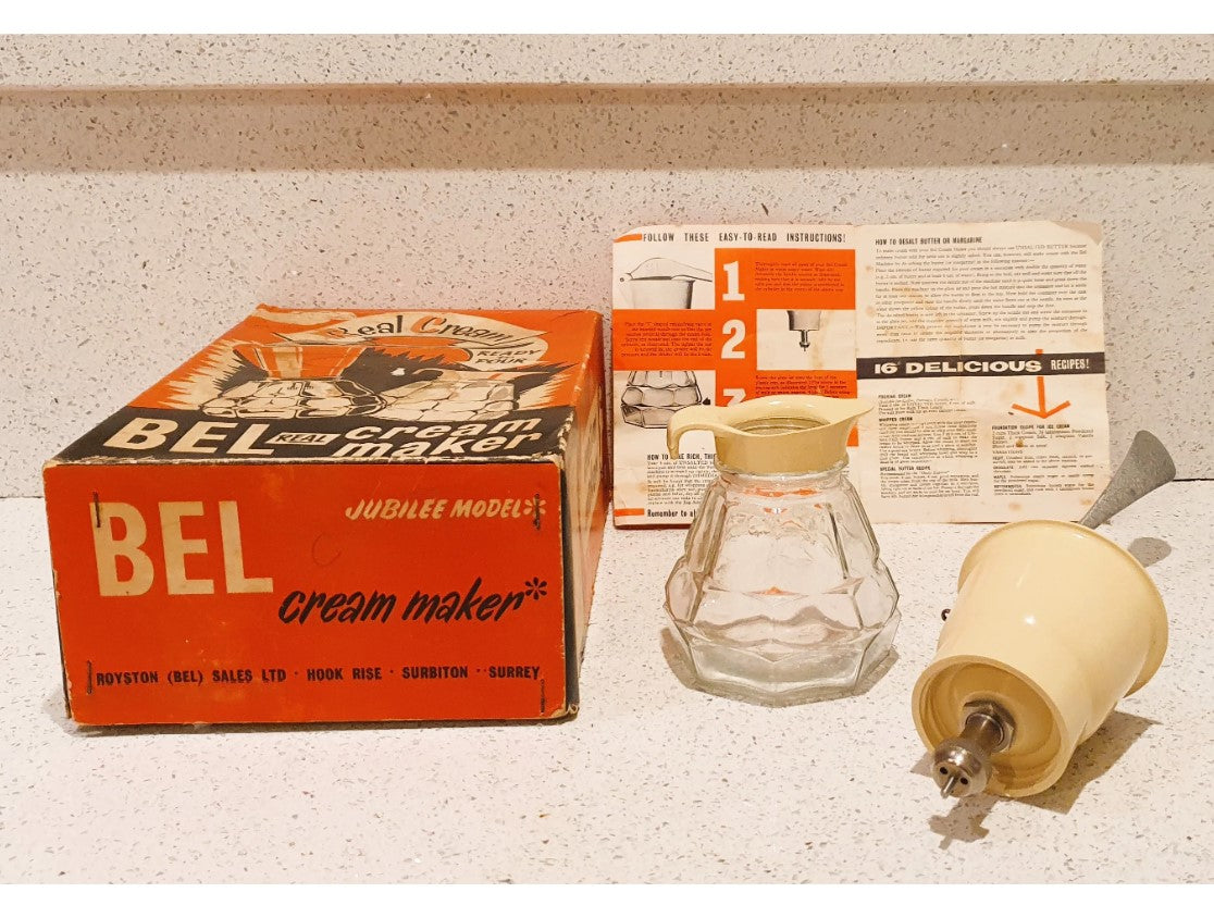 BEL Cream Maker, 60s, metal nozzle, Kitchenalia, Cream colour