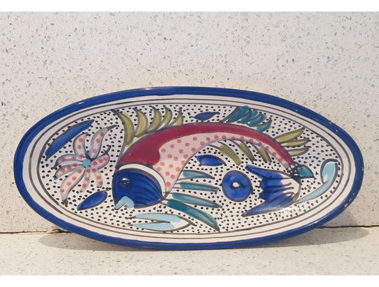 Portuguese, Hand Painted, Fish Plate, Fish Dish, Oval, 10 Inches,