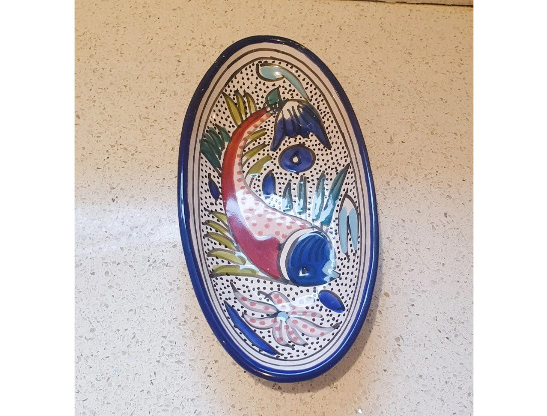 Portuguese, Hand Painted, Fish Plate, Fish Dish, Oval, 10 Inches,