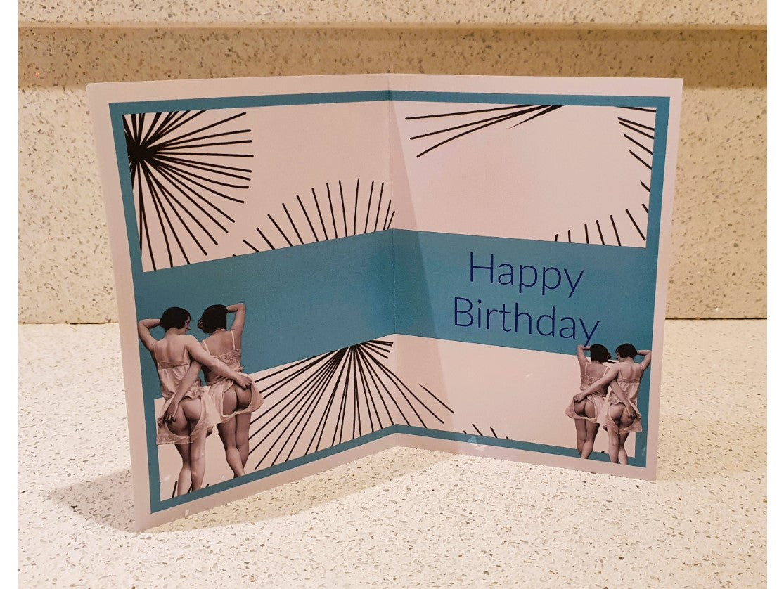Lesbian Birthday card, Lesbian Fun, Bare bottoms, Rude, Fun, Unique, LGBT, Gay Birthday Card, Gay Art