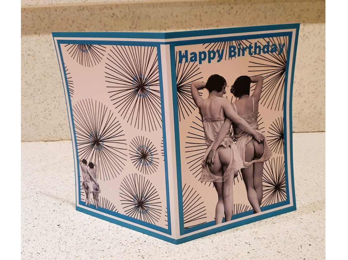 Lesbian Birthday card, Lesbian Fun, Bare bottoms, Rude, Fun, Unique, LGBT, Gay Birthday Card, Gay Art