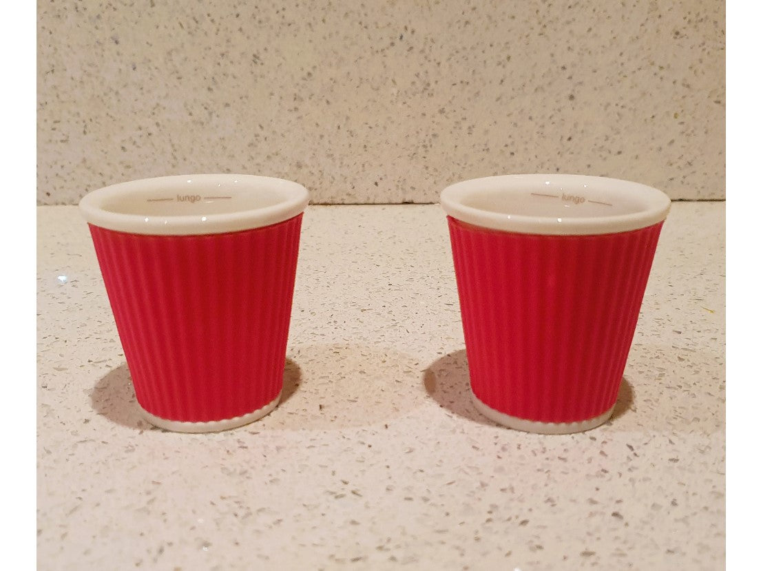 Les Artistes, Pink, Espresso Coffee cups, Tea Cups,  thermally protected ceramic, New, Boxed, Pair