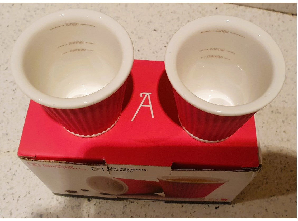 Les Artistes, Pink, Espresso Coffee cups, Tea Cups,  thermally protected ceramic, New, Boxed, Pair