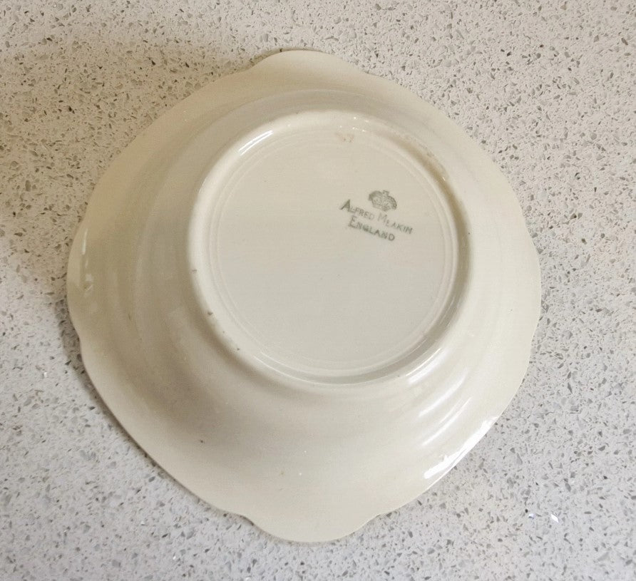 Alfred Meakin, Large Bowl, 1930s, 40s, Flower, Line design, Cream, Black, yellow, Pink, Stamped, Excellent Condition,