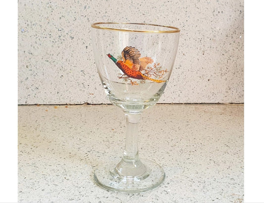 Fasanen-Sherryglas, Wildjagd, Britisch, vergoldeter Rand, Geschenk - Preis pro Glas