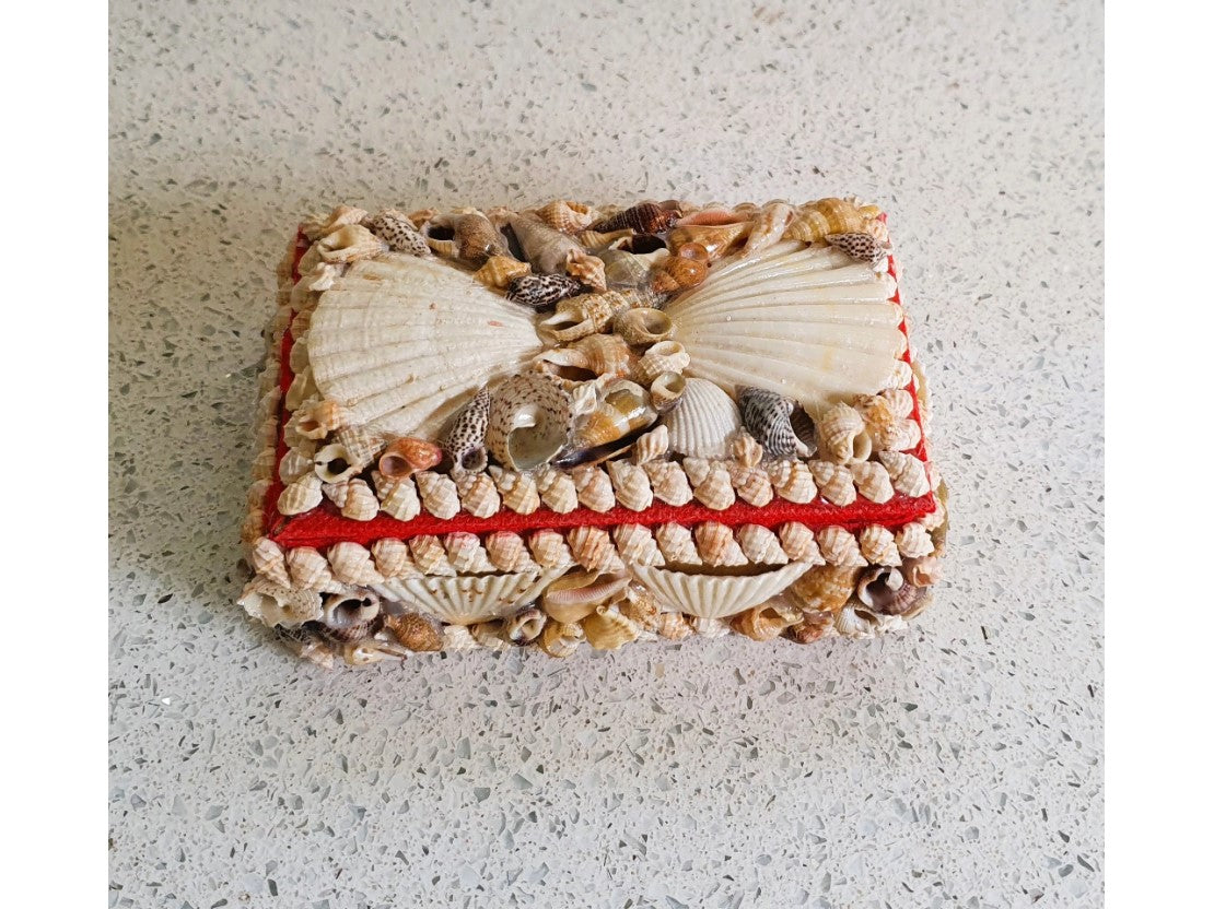 Shell Covered Box, Shell Covered, Jewellery Box, Jewelry Box, Vintage Sea Shell Box, Shell Trinket Box, Sea Shells