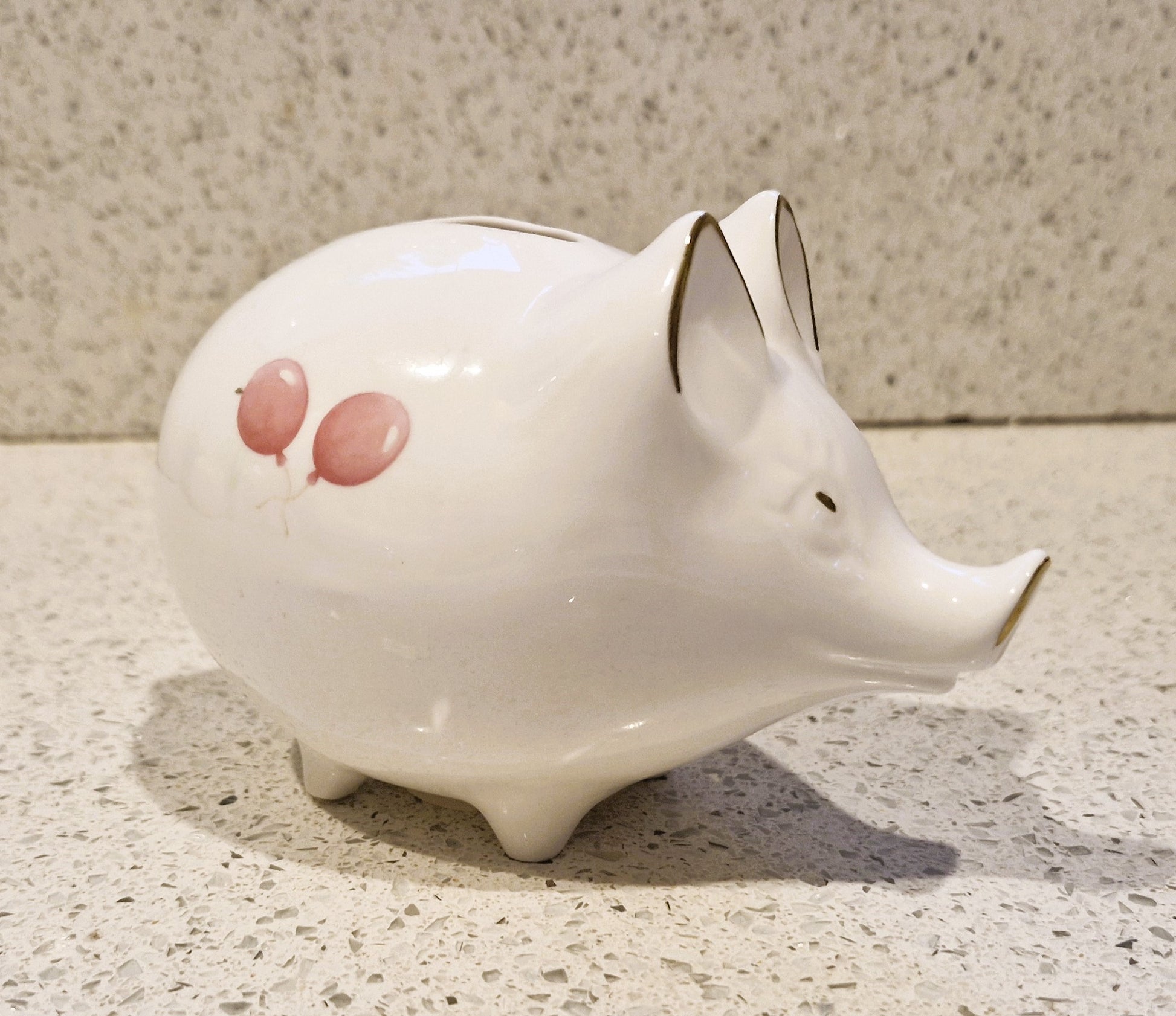 Crown Bone china Piggy Bank, Vintage Piggy Bank, Small Piggy Bank, Long Nose Pig Piggy Bank 