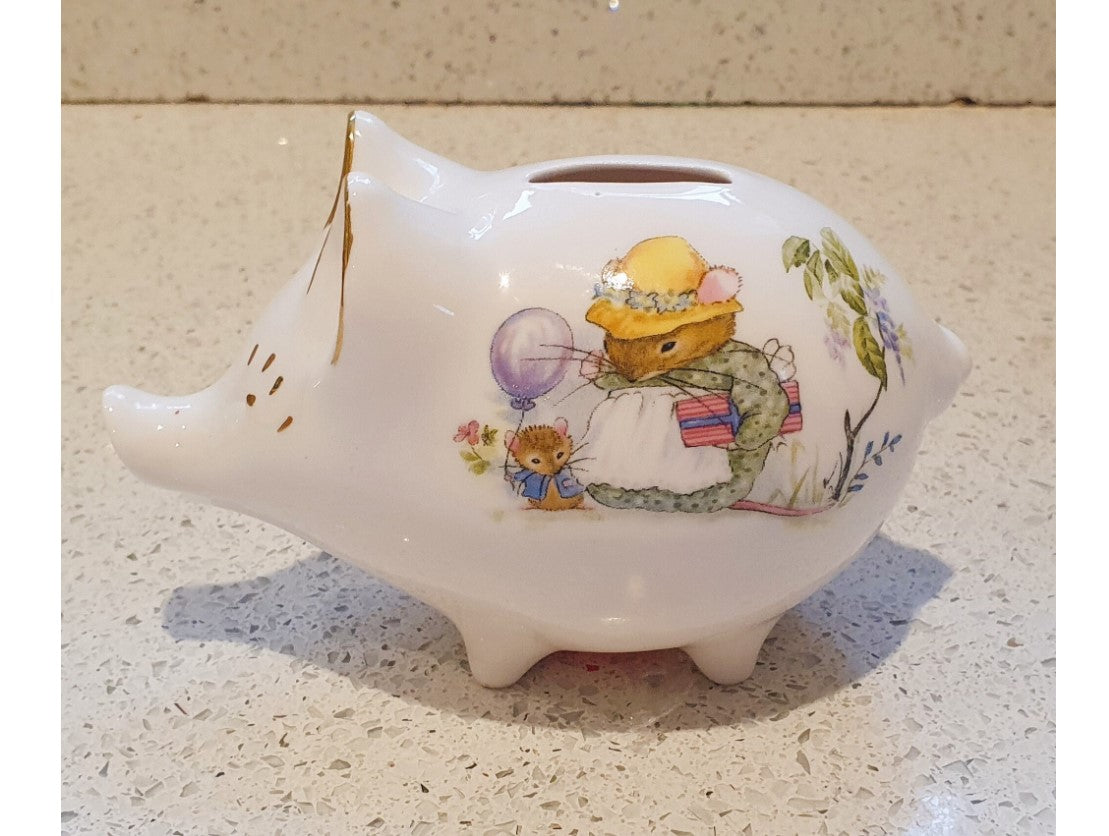Vintage small Piggy Bank, Crown, Fine China,  Made in England 