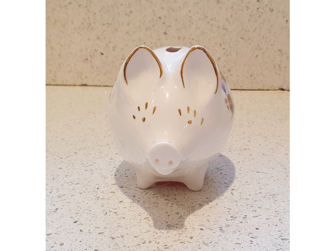 Small fine china piggy bank, Vintage 