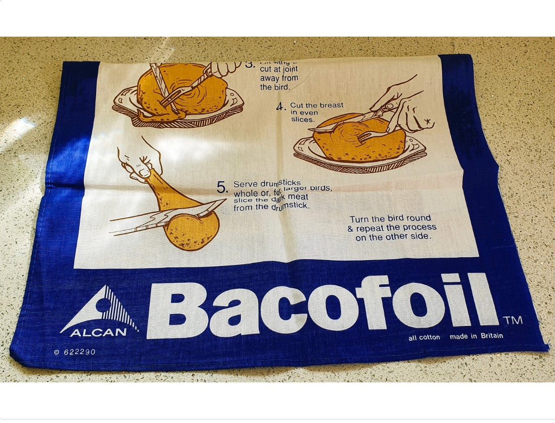 Bacofoil Tea Towel, How to Cook a Turkey, NEW, Vintage Stock,