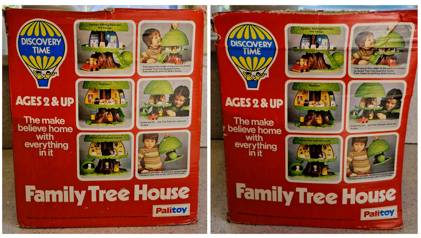 Vintage Palitoy Discovery Time Pop Up Tree House with Family & Car