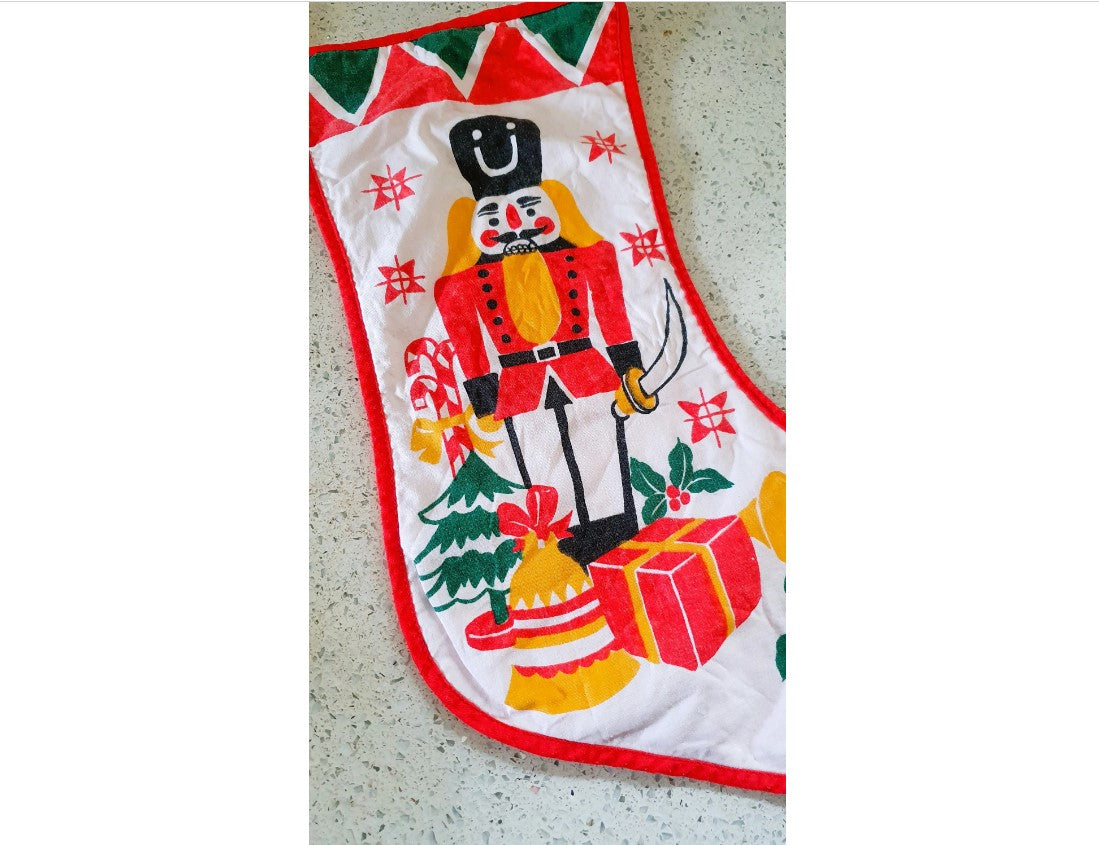 Vintage Christmas Stocking, Nutcracker, Nutcracker Christmas Stocking, Vintage Nutcracker, Circa 1970s