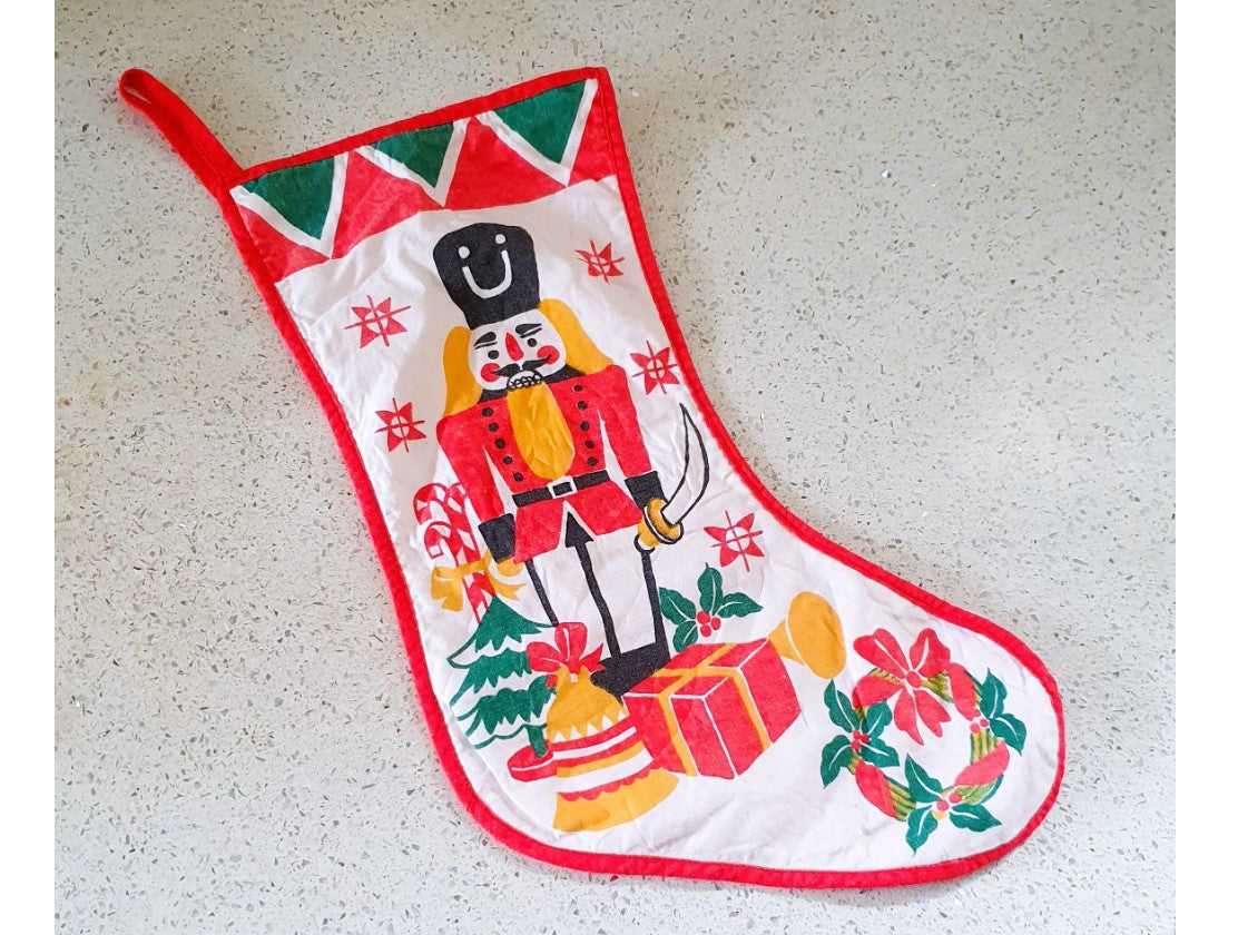 Vintage Nutcracker Christmas Stocking, Vintage Nutcracker, Circa 1970s