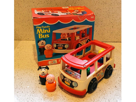 Vintage Fisher-Price Mini-Bus, Fisher Price Little People, Boxed, Vintage, Original, Little People, Vintage Fisher Price toys 