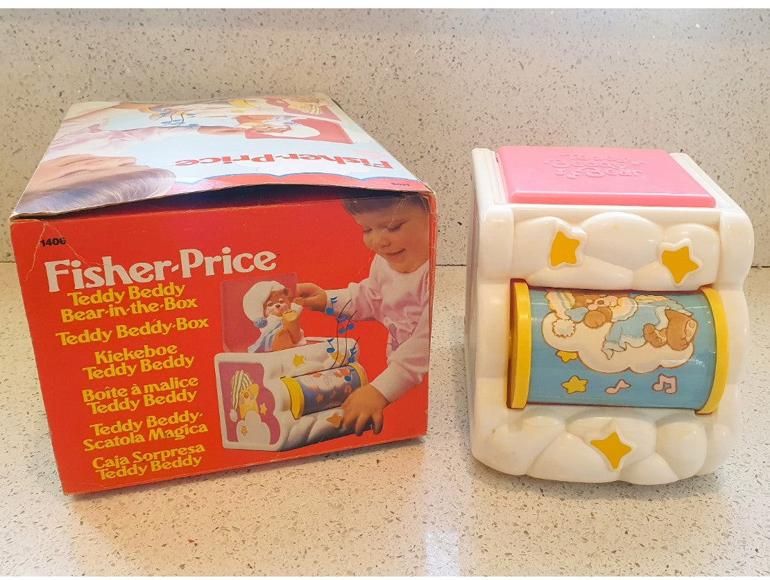80s Fisher-Price, Teddy Beddy Bear Toddler Toy, Pop up Bear, Jack in a box, Musical, EXCELLENT condition, Boxed