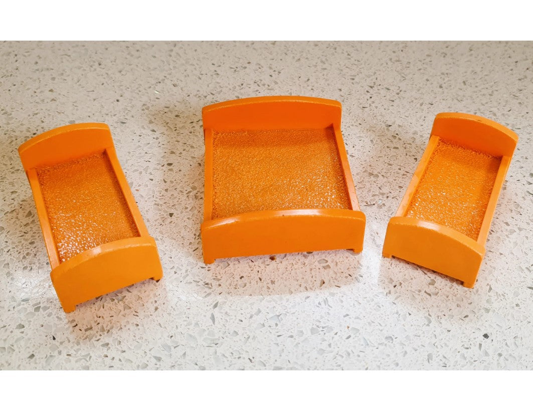 orange Beds, Fisher Price Play Family House, Furniture, 70s Fisher Price, 80s Fisher Price, 