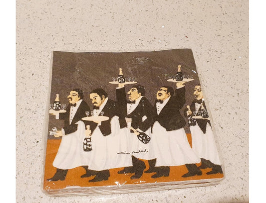 Vintage Guy Buffet collection, Waiter Cavalcade, Chef Brigade, Napkins, As New, in Original Packaging 90s