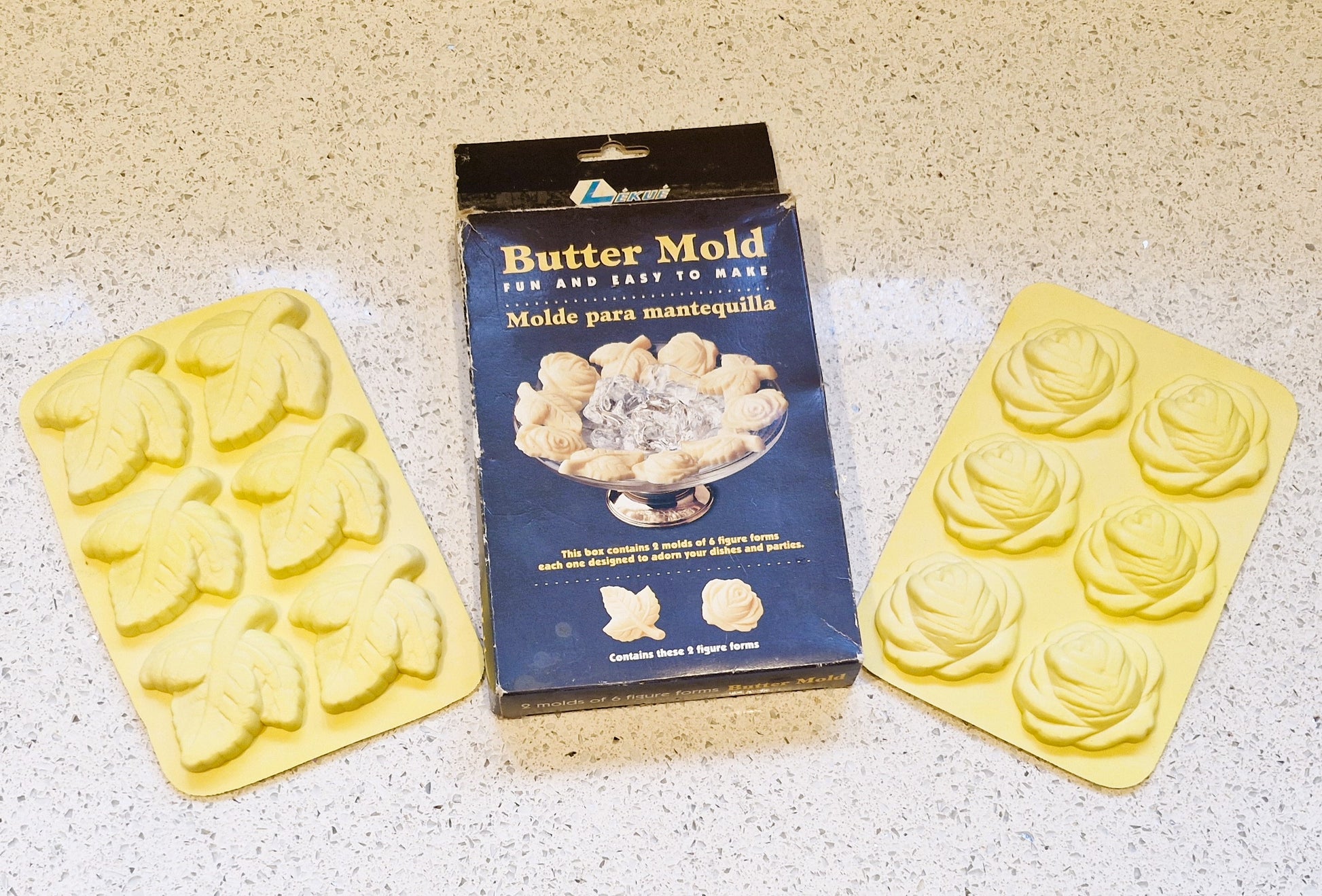 Vintage, Irvinware Butter Molds, Flower Design, Leaf Design, Flower, Rose, Leaf, Butter Molds, With Instructions, Boxed, Icing 