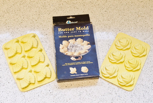 Vintage, Irvinware Butter Molds, Flower Design, Leaf Design, Flower, Rose, Leaf, Butter Molds, With Instructions, Boxed, Icing 