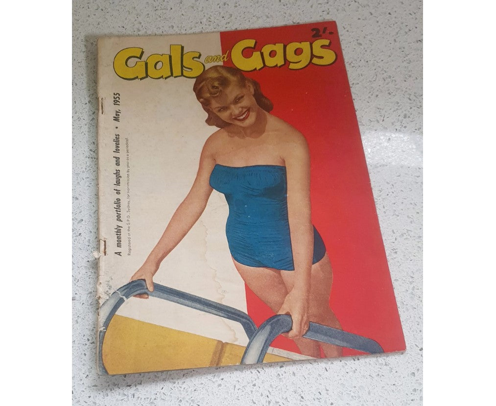Vintage Men's Magazine, Gals and Gags, May 1955, 50s, Humour, Pin Up Girls